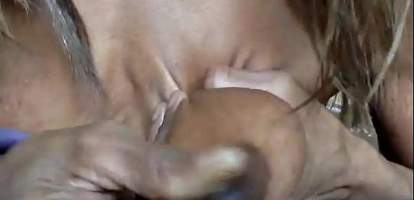  Milky MILF Ginger MoistHer squeezing milk from saggy tits (short vid)